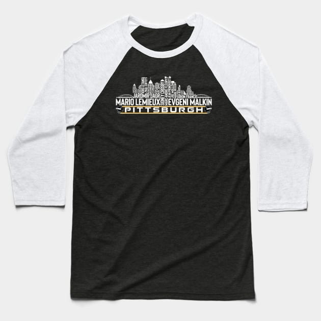 Pittsburgh Hockey Team All Time Legends, Pittsburgh City Skyline Baseball T-Shirt by Legend Skyline